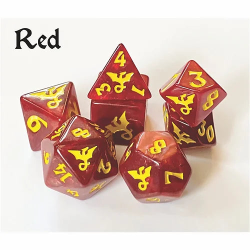 Black Oak Dice: Swirl Dragon Red Polyhedral Set (7)