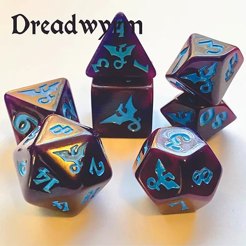 Black Oak Dice: Swirl Dragon Dreadwyrm Polyhedral Set (7)