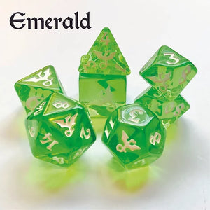 Black Oak Dice: Gemstone Dragon Emerald Polyhedral Set (7)