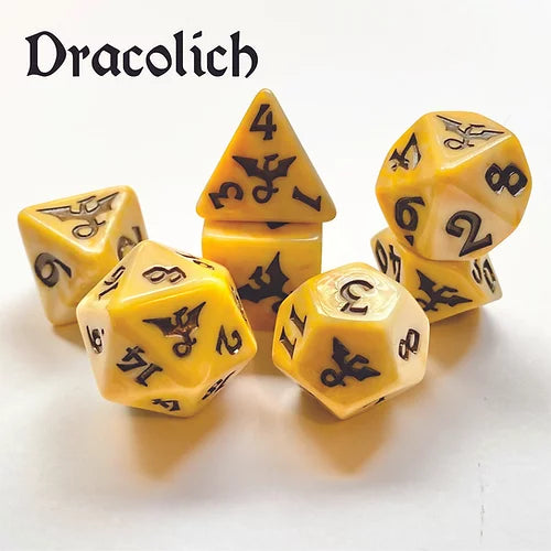 Black Oak Dice: Swirl Dragon Dracolich Polyhedral Set (7)