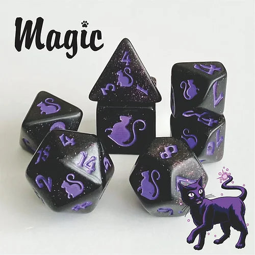 Black Oak Dice: Kitty-Clacks Magic Polyhedral Set (7)