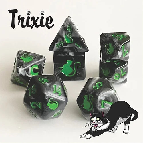 Black Oak Dice: Kitty-Clacks Trixie Polyhedral Set (7)