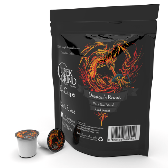 Geek Grind Coffee: Dragon's Roast - Dark Fire Blend (K-Cup Coffee Pod)