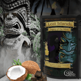 Geek Grind Coffee: Lost Islands - Legacy of the Mo'o - Dark Chocolate & Coconut Flavor Coffee