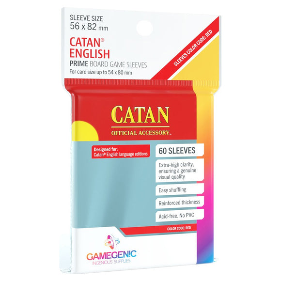 GameGenic PRIME Catan-Sized Sleeves 56 x 82 mm - Red