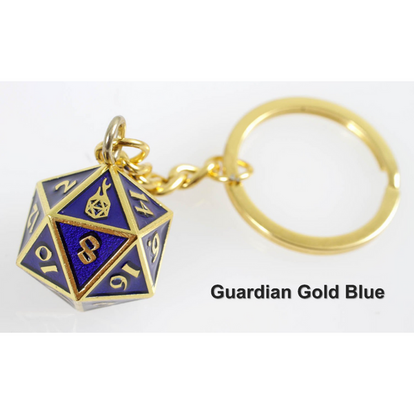 Fob of Fate D20 Keychain - Guardian Gold Blue