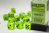 Chessex Dice: Vortex - 16mm D6 Bright Green/Black (12)