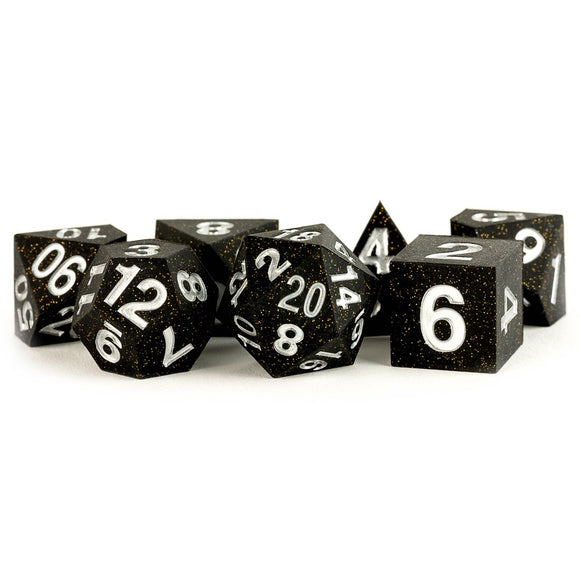 Metallic Dice Games: Sharp Edge Silicone Rubber Dice - Gold Scatter (7)