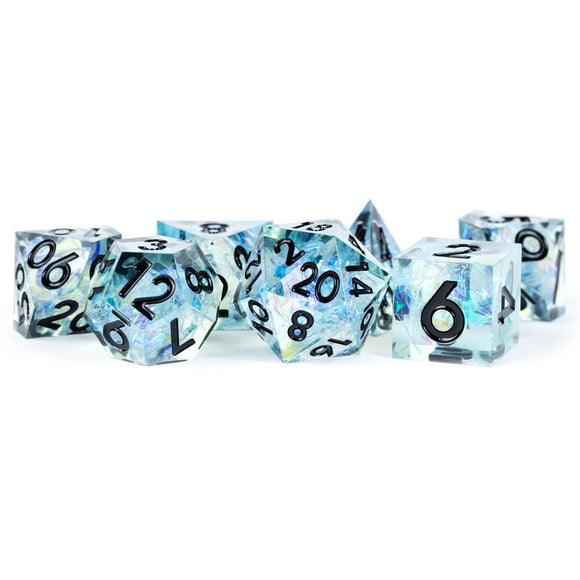 Metallic Dice Games: Hand Crafted Sharp Edge Dice - Captured Frost (7)