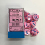 Chessex Dice: Lustrous Polyhedral Set Pink/Blue (7)