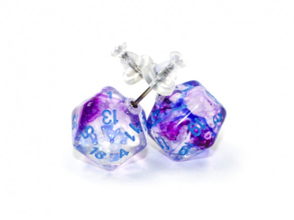 Chessex Dice: Stud Earrings - Nebula Nocturnal Mini-Poly d20 Pair