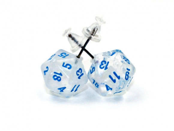 Chessex Dice: Stud Earrings - Borealis Icicle Mini-Poly d20 Pair