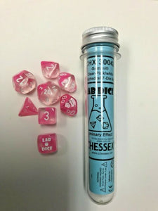 Chessex Dice: Gemini Polyhedral Set Set Clear-Pink/white Luminary (7)